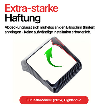 EV Motion Rücksitze Bildschirm Schutz Cover Abdeckung im Carbon-Look für Tesla Model 3 / Y / Highland / Juniper