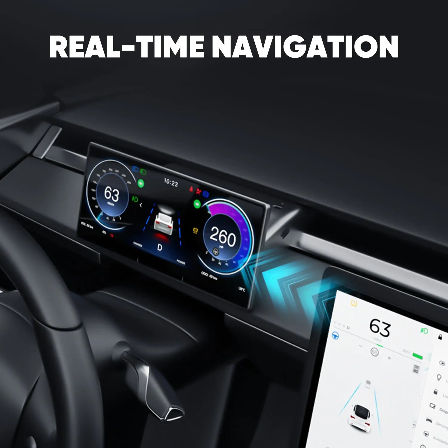 Tesstudio 9 Zoll Touchscreen Dashboard Display mit Carplay / Android Auto für Tesla Model 3 / Y bei EV Motion Shop