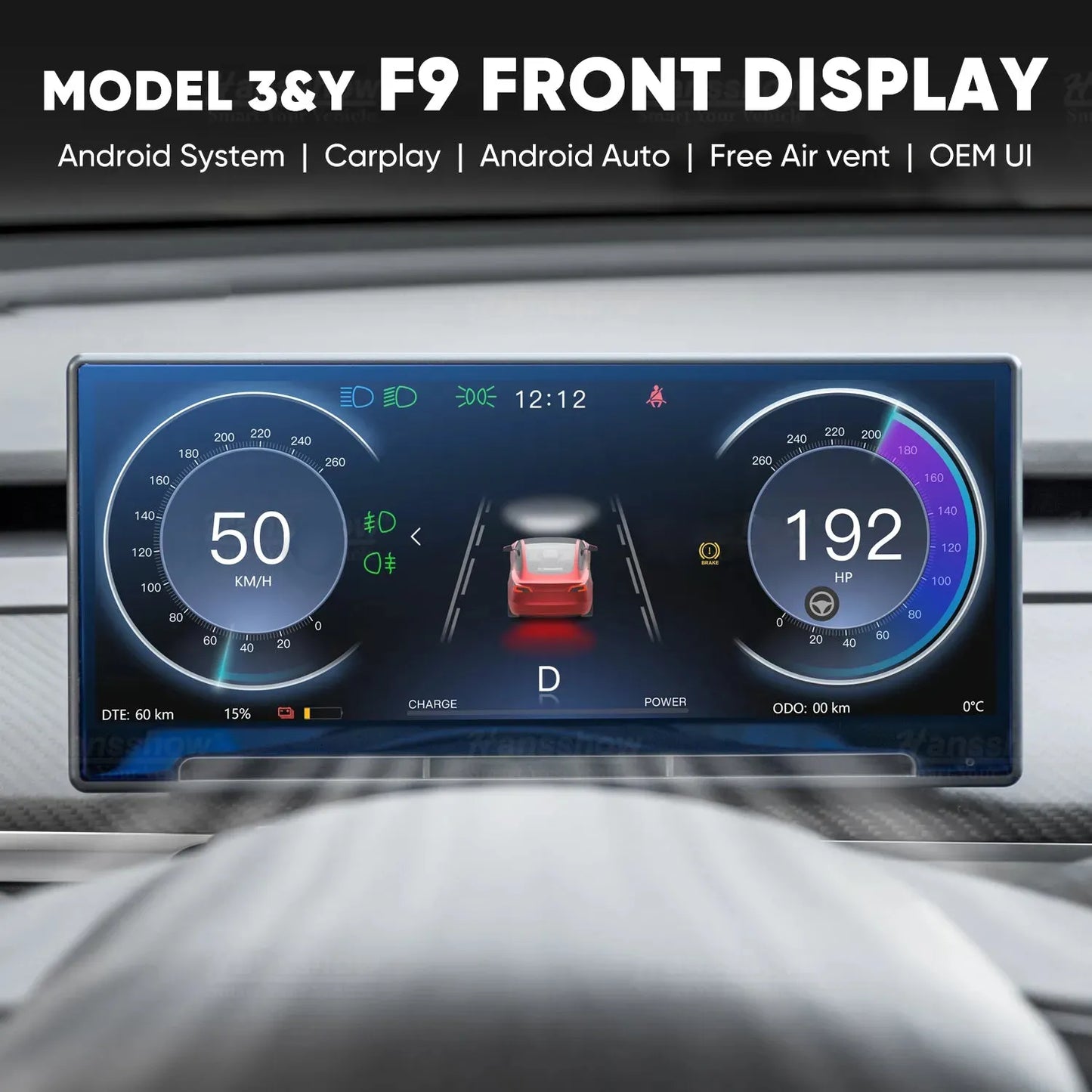 Tesstudio 9 Zoll Touchscreen Dashboard Display mit Carplay / Android Auto für Tesla Model 3 / Y bei EV Motion Shop