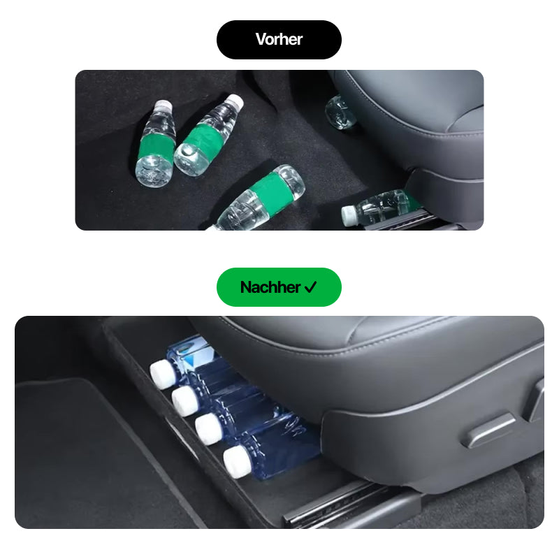 Unter Sitz Ablage Organizer Fach (2er Set) aus Filz Stoff für Tesla Model Y bei EV Motion Shop