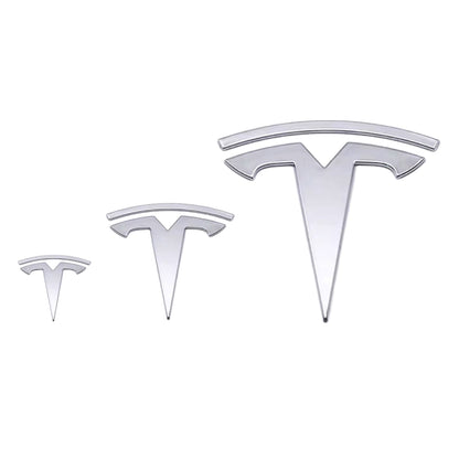 Logo Badge Emblem für Front Heck und Lenkrad in Schwarz / Rot / Silber (3er Set) für Tesla Model 3 / Y bei EV Motion Shop