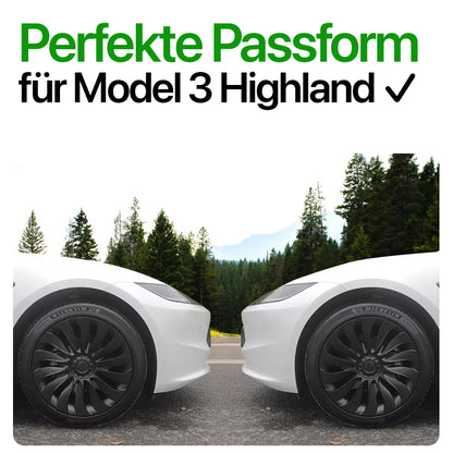 18" Zoll Radkappen (4er Set) im Turbine Design für Tesla Model 3 (2024) Highland bei EV Motion Shop