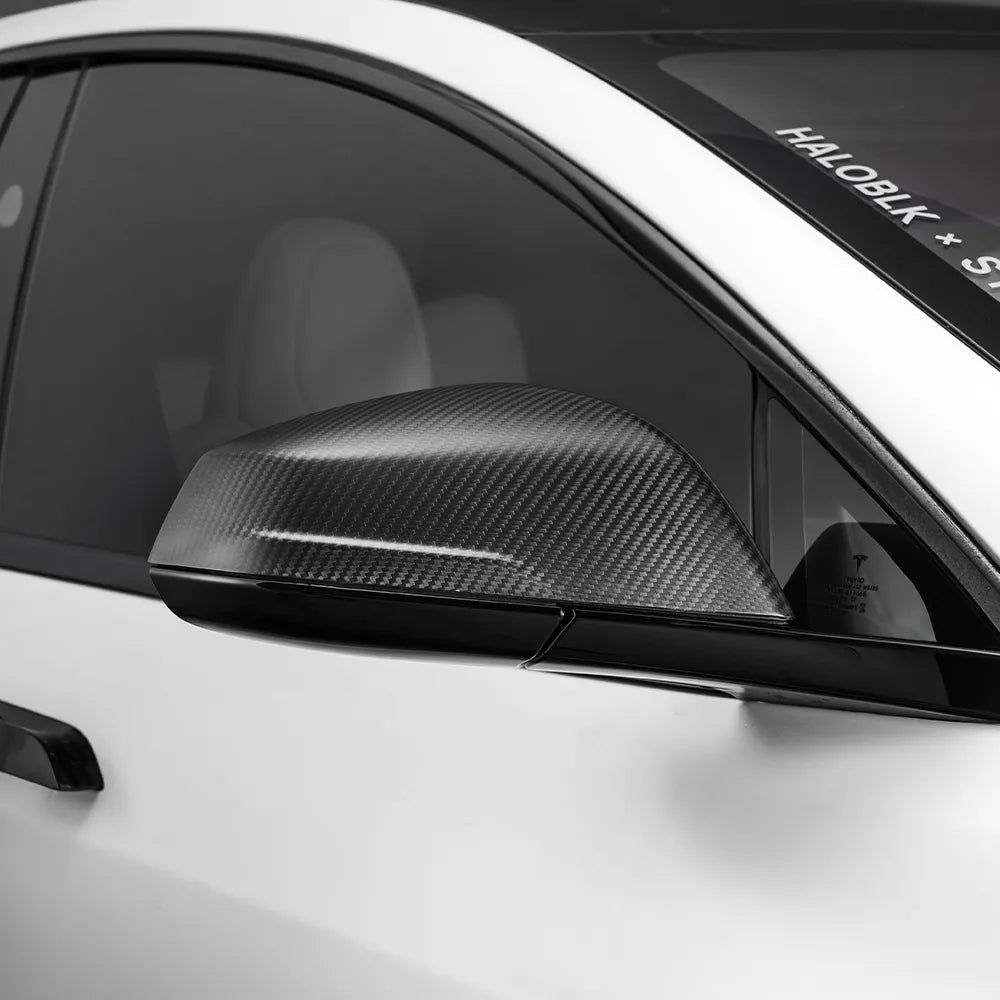 HALOBLK Carbon Seitenspiegel Abdeckungen (2er Set) für Tesla Model S / 3 / Y / Highland bei EV Motion Shop