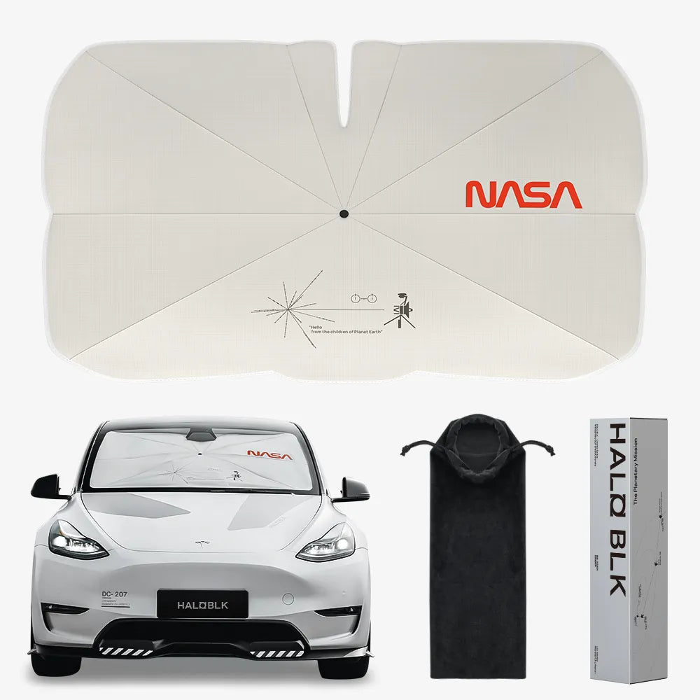 HALOBLK NASA autorisierter Windschutzscheiben Sonnenschirm Schutzblende für Universal und Tesla bei EV Motion Shop