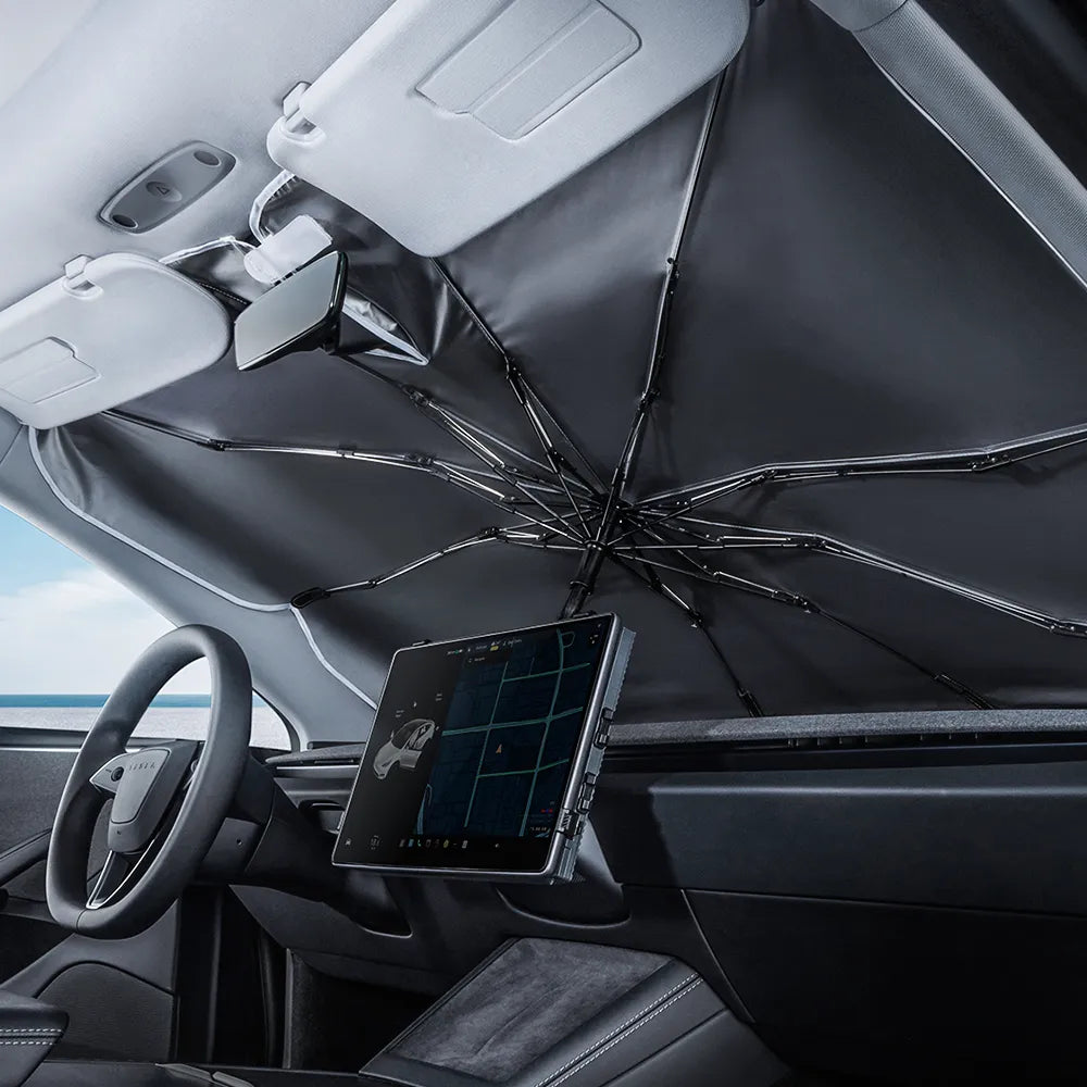 HALOBLK NASA autorisierter Windschutzscheiben Sonnenschirm Schutzblende für Universal und Tesla bei EV Motion Shop
