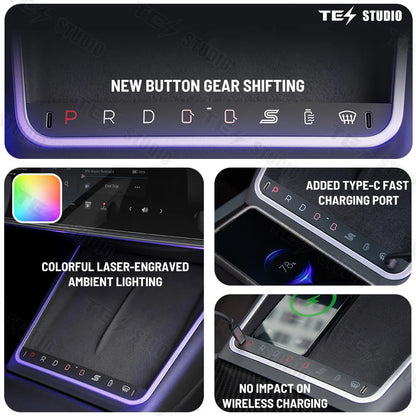 Tesstudio Mittelkonsole Wireless Charger mit LED Ambiente Licht für Model 3 Highland bei EV Motion Shop