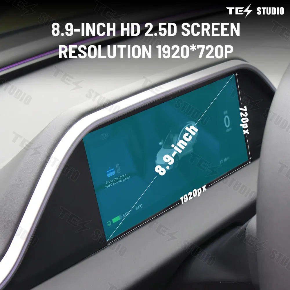 Tesstudio Integrierte Digitales Armaturenbrett Dashboard Display mit Ambiente LED und Kamera für Tesla Model 3 Highland bei EV Motion Shop