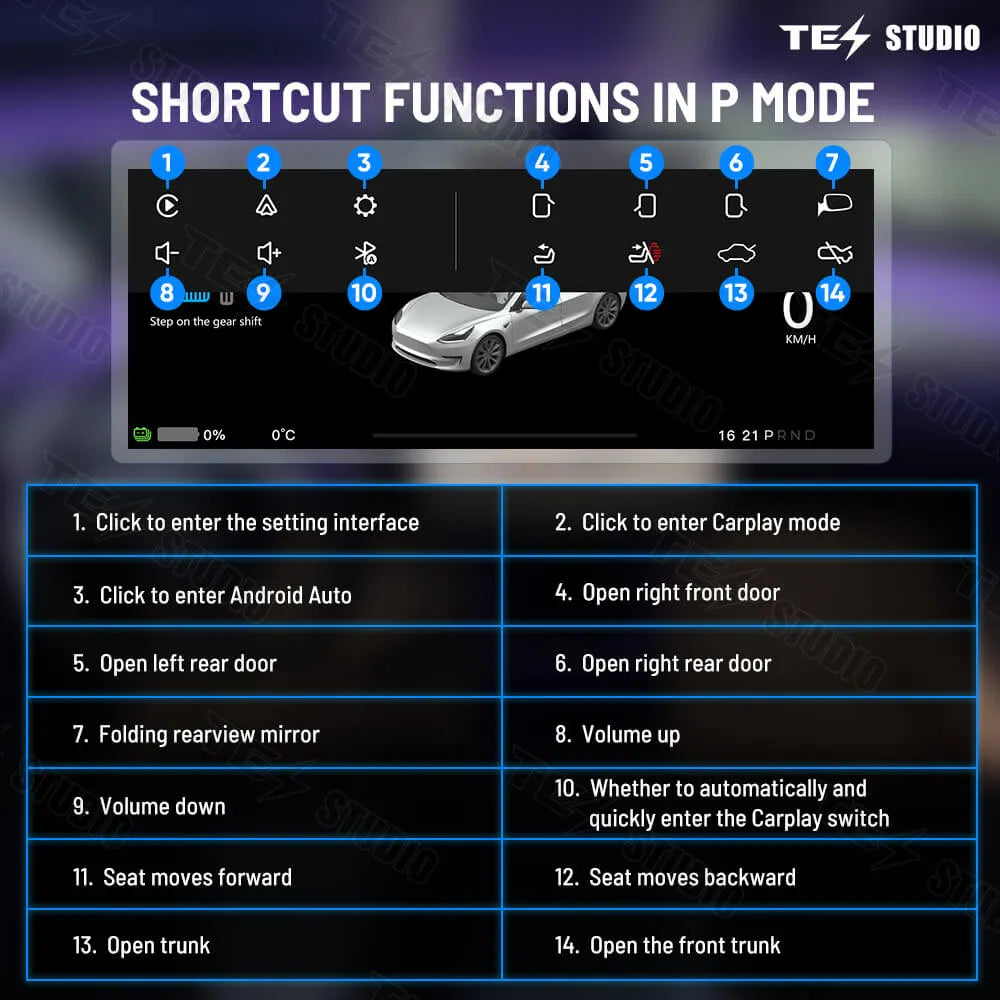 Tesstudio Integrierte Digitales Armaturenbrett Dashboard Display mit Ambiente LED und Kamera für Tesla Model 3 Highland bei EV Motion Shop