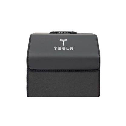 Kofferraum Trunk Aufbewahrung Organizer Box aus Kunstleder mit Print Logo für Tesla Model S / 3 / X / Y bei EV Motion Shop