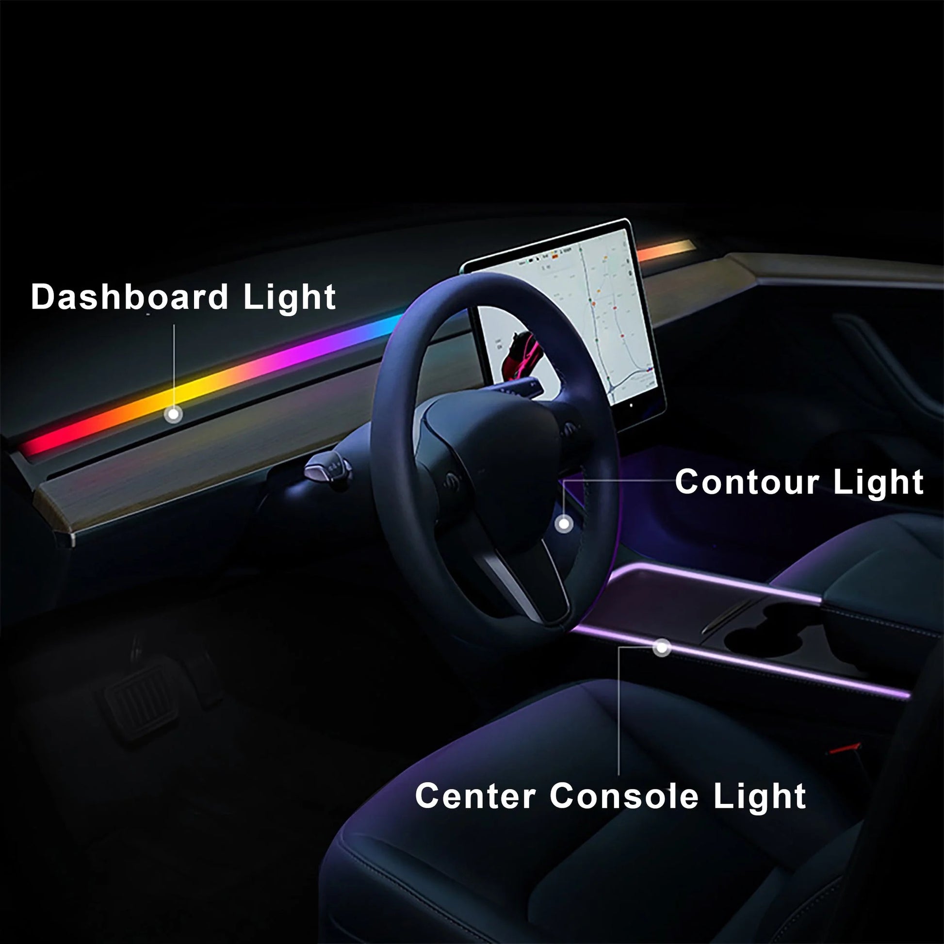 Yeslak Neon Ambient LED Beleuchtung – Tesla Model 3 / Y (Pre-Facelift) bei EV Motion Shop