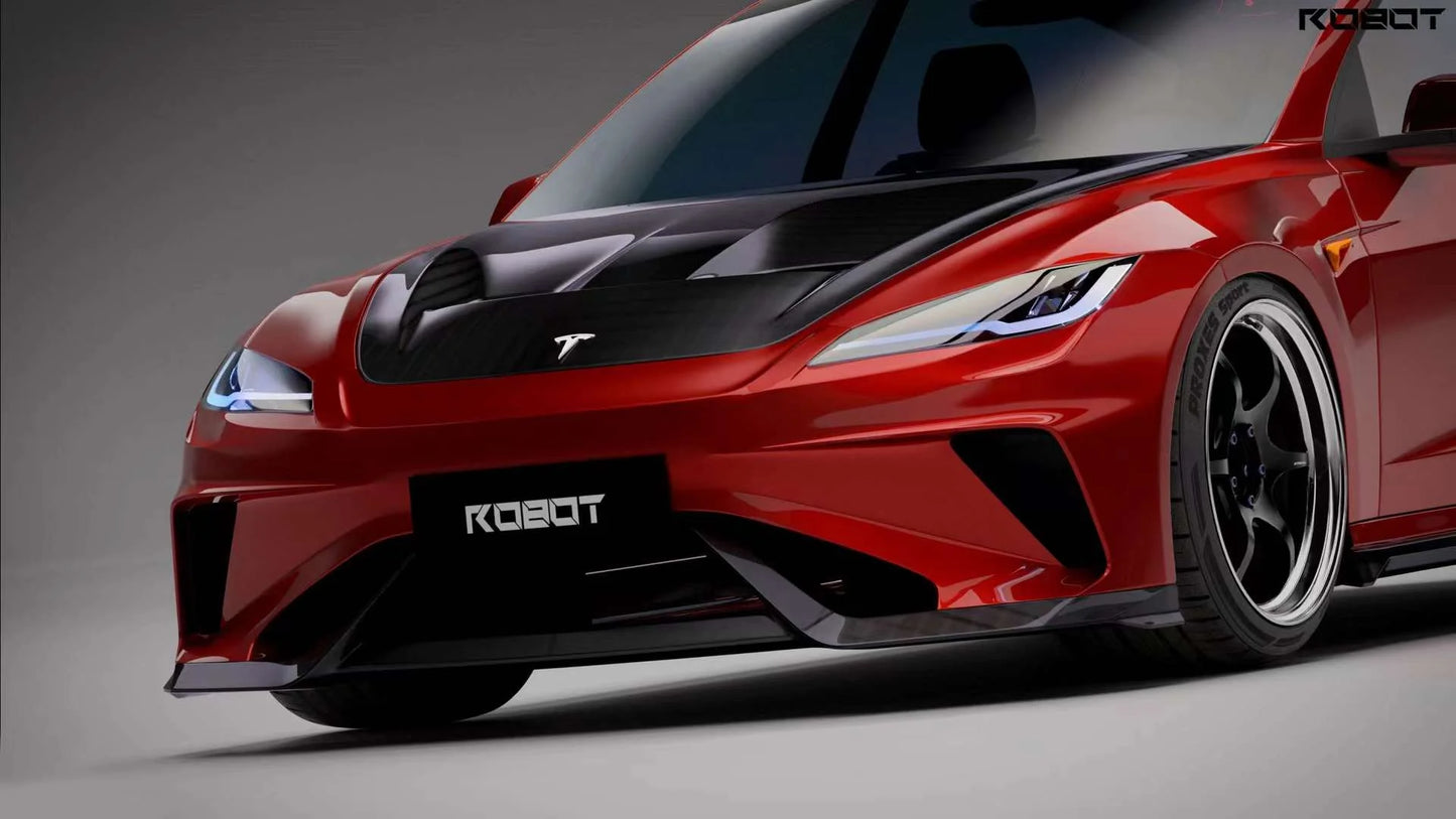 Robot "HACKER" Front Bumper & Front Lippe – Tesla Model 3 Highland bei EV Motion Shop