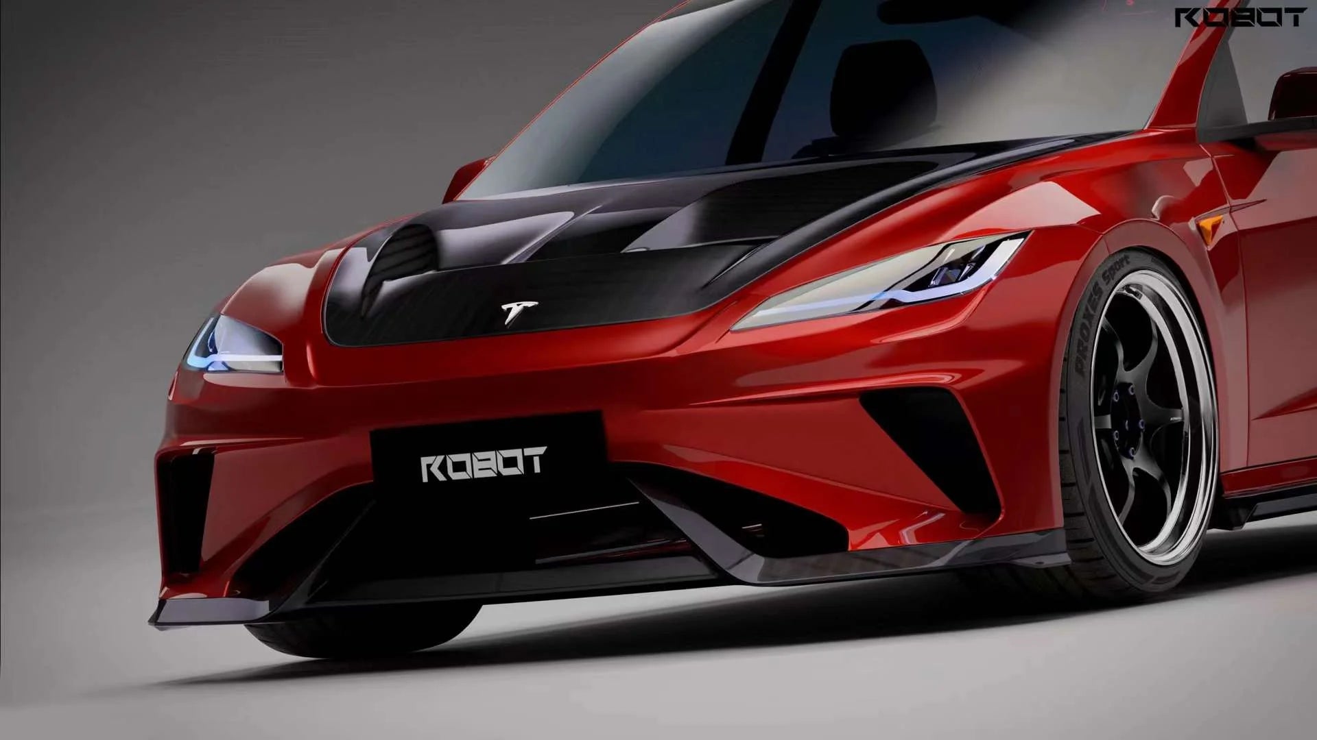 Robot "HACKER" Front Bumper & Front Lippe – Tesla Model 3 Highland bei EV Motion Shop