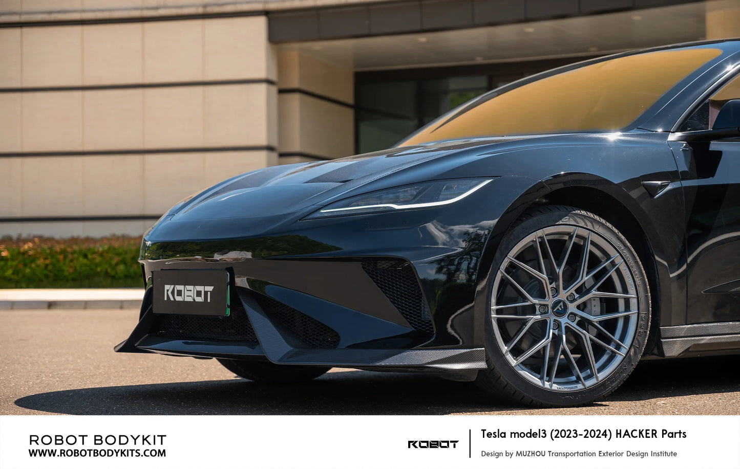 Robot "HACKER" Front Bumper & Front Lippe – Tesla Model 3 Highland bei EV Motion Shop