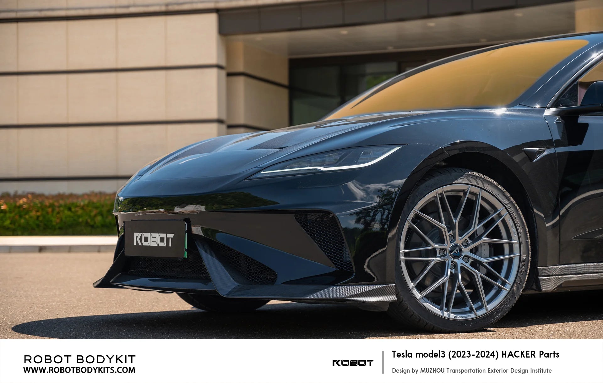 Robot "HACKER" Front Bumper & Front Lippe – Tesla Model 3 Highland bei EV Motion Shop