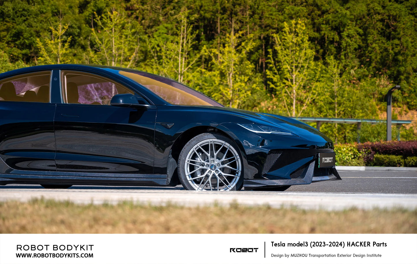 Robot "HACKER" Front Bumper & Front Lippe – Tesla Model 3 Highland bei EV Motion Shop