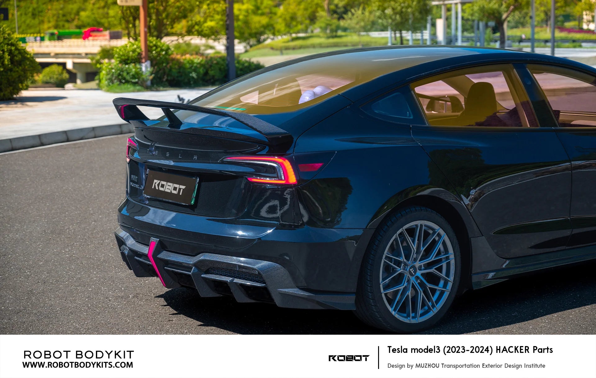 Robot "Hacker" Heck Bumper &amp; Diffuser – Tesla Model 3 Highland bei EV Motion Shop