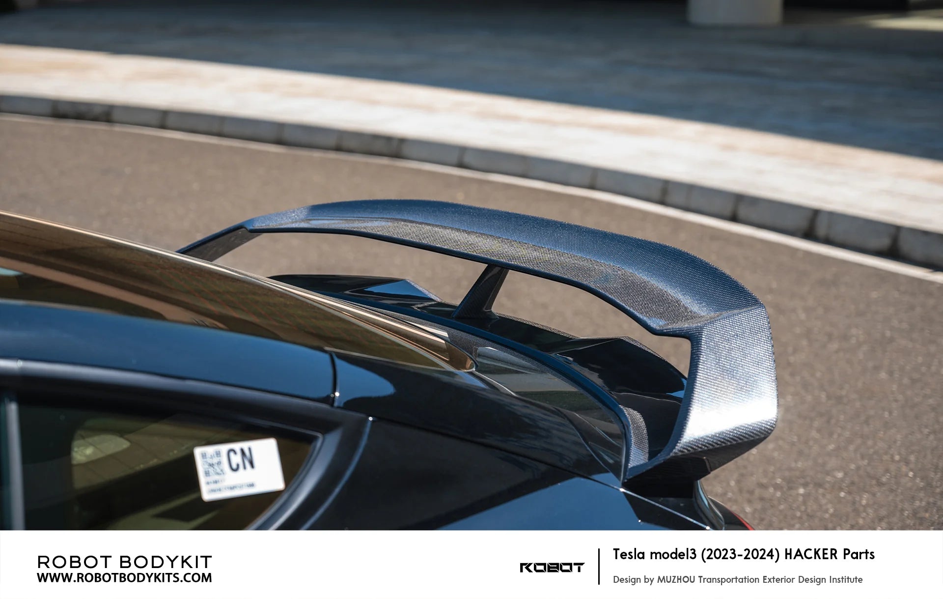 Robot "Hacker" Spoiler Optionen - Tesla Model 3 Highland bei EV Motion Shop