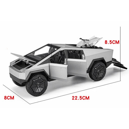 Tesla Cybertruck Spielzeug Dekoration Modell Auto mit ATV Cyber-Quad im 1:24 Maßstab aus Aluminium bei EV Motion Shop 