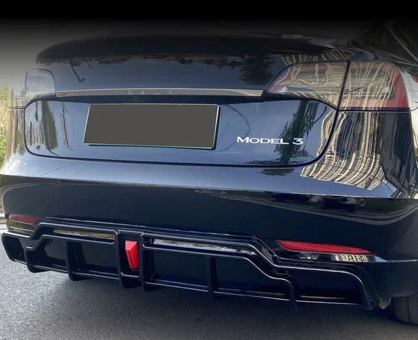 Yeslak Heck Diffuser Stoßstangenlippe mit LED Bremslicht – Tesla Model 3 / Y (Pre-Facelift) bei EV Motion Shop