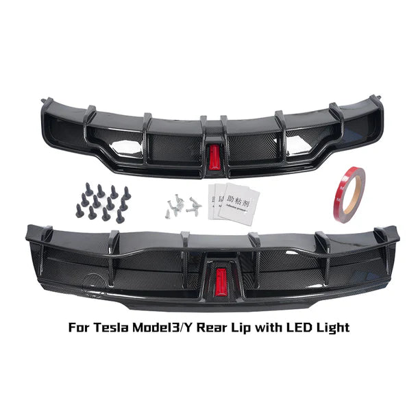 Yeslak Heck Diffuser Stoßstangenlippe mit LED Bremslicht – Tesla Model 3 / Y (Pre-Facelift) bei EV Motion Shop