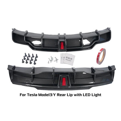 Yeslak Heck Diffuser Stoßstangenlippe mit LED Bremslicht – Tesla Model 3 / Y (Pre-Facelift) bei EV Motion Shop