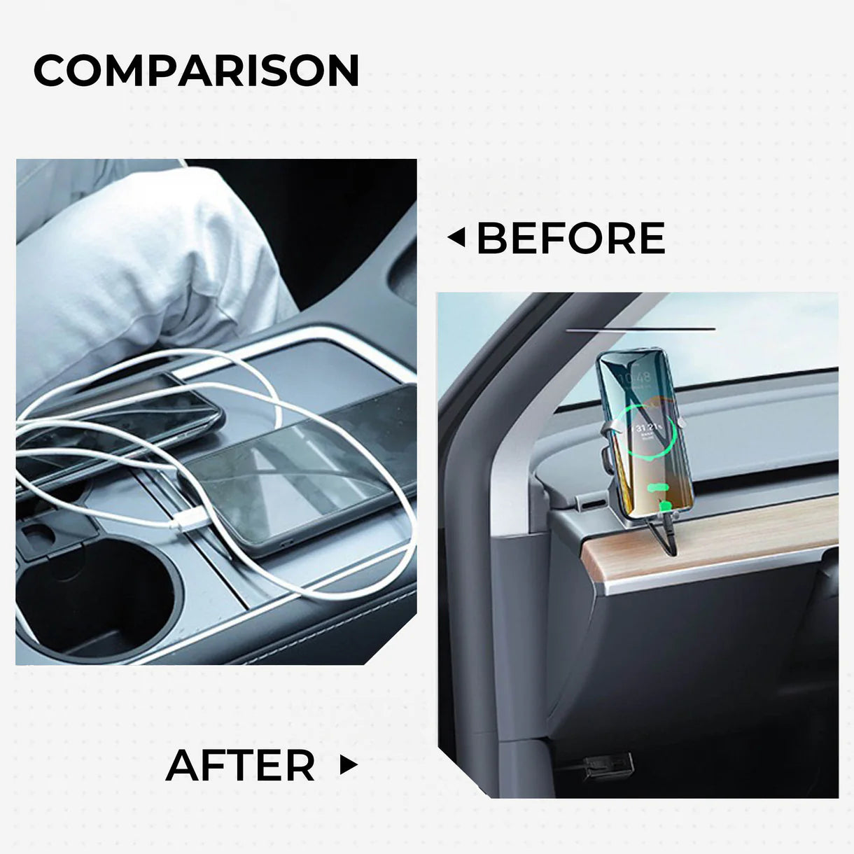 Yeslak Wireless Charging Port Halterung – Tesla Model 3 / Y / Highland / Juniper / Cybertruck bei EV Motion Shop