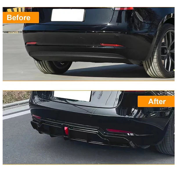 Yeslak Heck Diffuser Stoßstangenlippe mit LED Bremslicht – Tesla Model 3 / Y (Pre-Facelift) bei EV Motion Shop