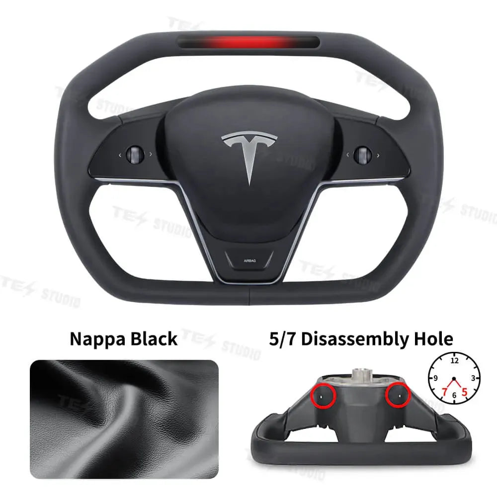 Tesstudio Cybertruck Inspiriertes Cyberpack Lenkrad mit Kontrollleuchten für Model 3 / Y bei EV Motion Shop