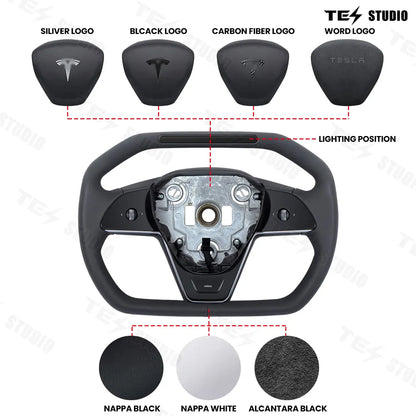 Tesstudio Cybertruck Inspiriertes Cyberpack Lenkrad mit Kontrollleuchten für Model 3 / Y bei EV Motion Shop