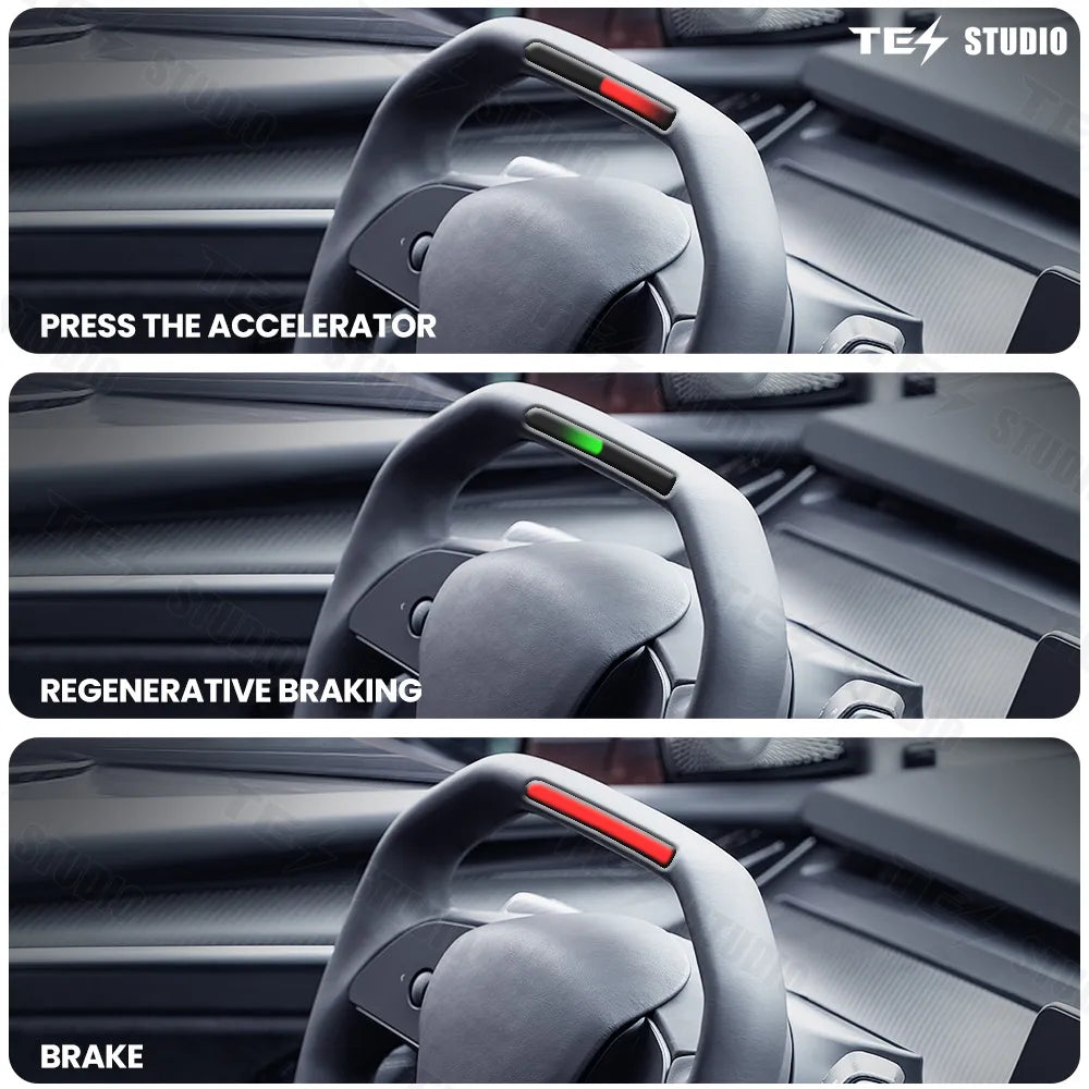 Tesstudio Cybertruck Inspiriertes Cyberpack Lenkrad mit Kontrollleuchten für Model 3 / Y bei EV Motion Shop