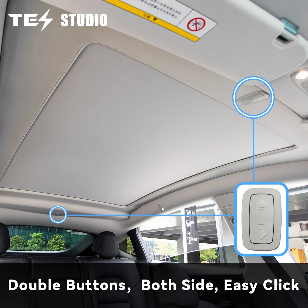 Tesstudio Elektrisch einziehbarer Sonnenschutz für Tesla Model Y bei EV Motion Shop
