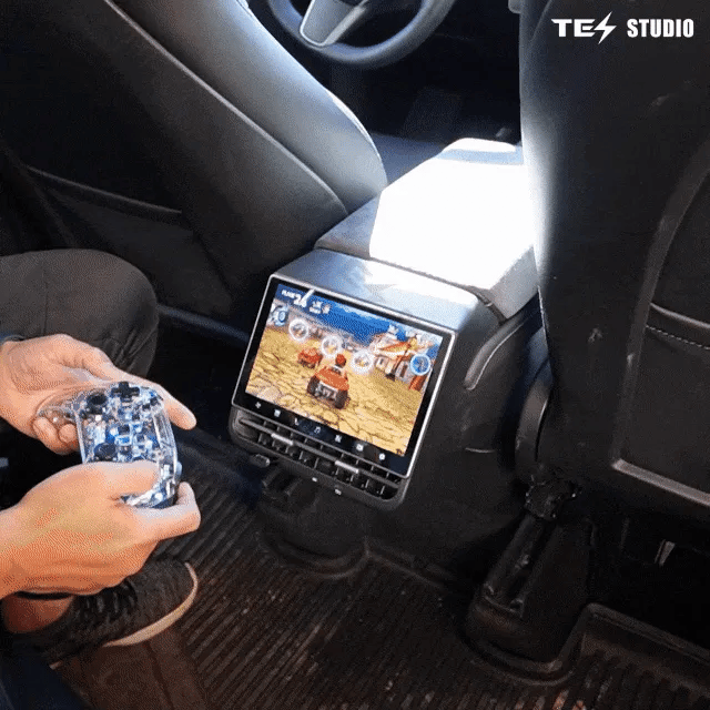 Tesstudio Hintere Entertainment Unterhaltungs Display mit Gaming für Tesla Model 3 / Y bei EV Motion Shop