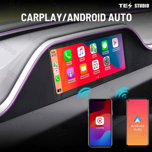 Tesstudio Integrierte Digitales Armaturenbrett Dashboard Display mit Ambiente LED und Kamera für Tesla Model 3 Highland / Model Y Juniper bei EV Motion Shop