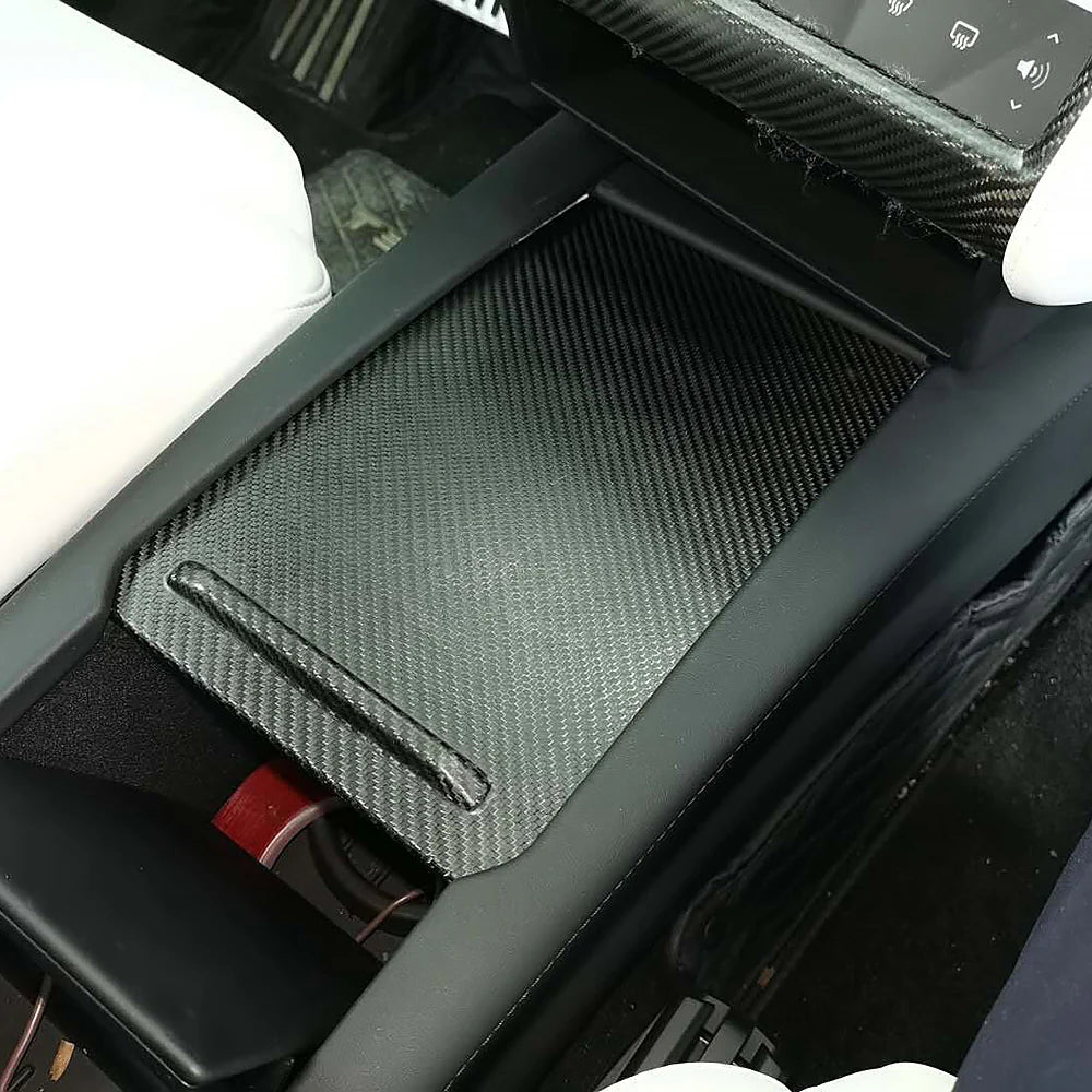 Tlyard Mittelkonsolen Staufach Echt-Carbon Abdeckung für Tesla Model S / X bei EV Motion Shop