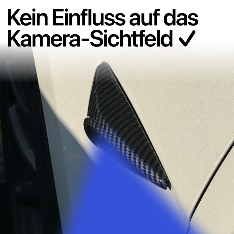 Kotflügel Seiten Kamera Schutz Abdeckung Cover (2er Set) in Schwarz / Matt / Carbon für Tesla Model 3 (2024) Highland
