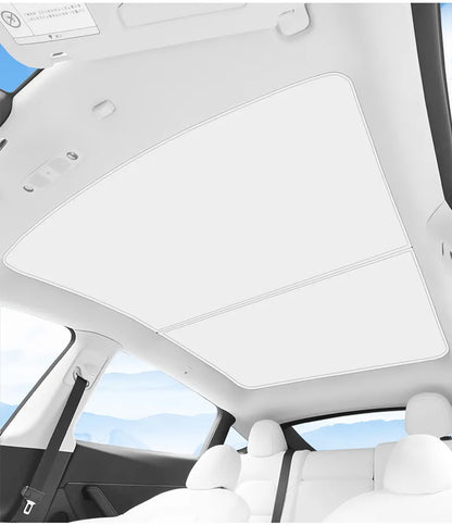 Panoramadach Sonnenschutz / Sonnenblenden Schutz mit Tragetasche (Schwarz / Weiß) für Tesla Model 3 / Y bei EV Motion Shop 