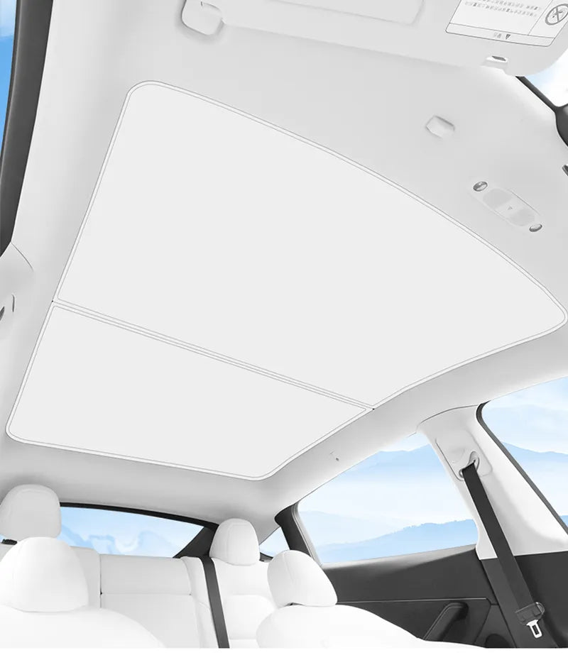 Panoramadach Sonnenschutz / Sonnenblenden Schutz mit Tragetasche (Schwarz / Weiß) für Tesla Model 3 / Y bei EV Motion Shop 