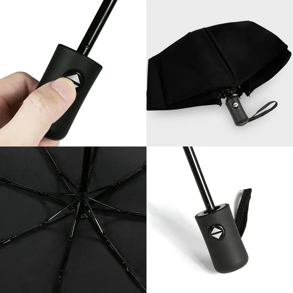 Aufziehbarer Regenschirm mit Logo Print in Schwarz für Tesla Model S / 3 / X  / Y bei EV Motion Shop