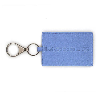 Kunstleder Schlüsselkarten Hülle Key Card Etui mit Anhänger (Schwarz / Rot / Blau) für Tesla Model 3 bei EV Motion Shop