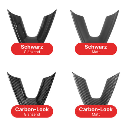 Lenkrad Ausschnitt Schutz Cover in Schwarz / Matt / Carbon für Tesla Model 3 (2024) Highland bei EV Motion Shop